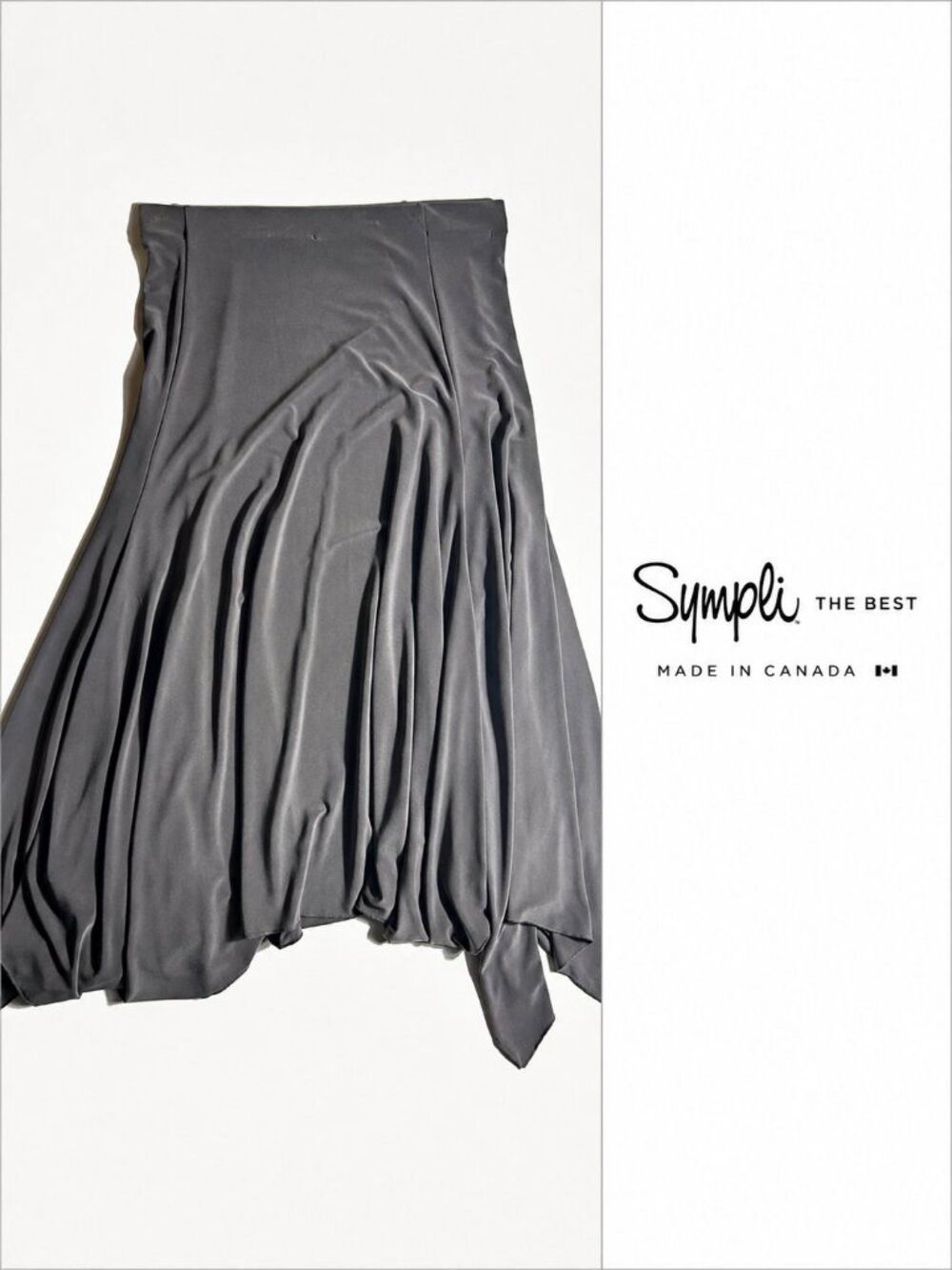 Sympli Grey Asymmetrical Flared Skirt  Made in Canada  Size 8